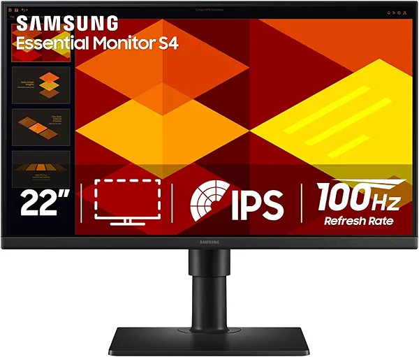 Samsung 22” (S40GD) Borderless Business Monitor with IPS Panel, 100Hz Refresh Rate, Eye Saver Mode, Ergonomic Design, Game Picture Mode, LS22D402GANXGO