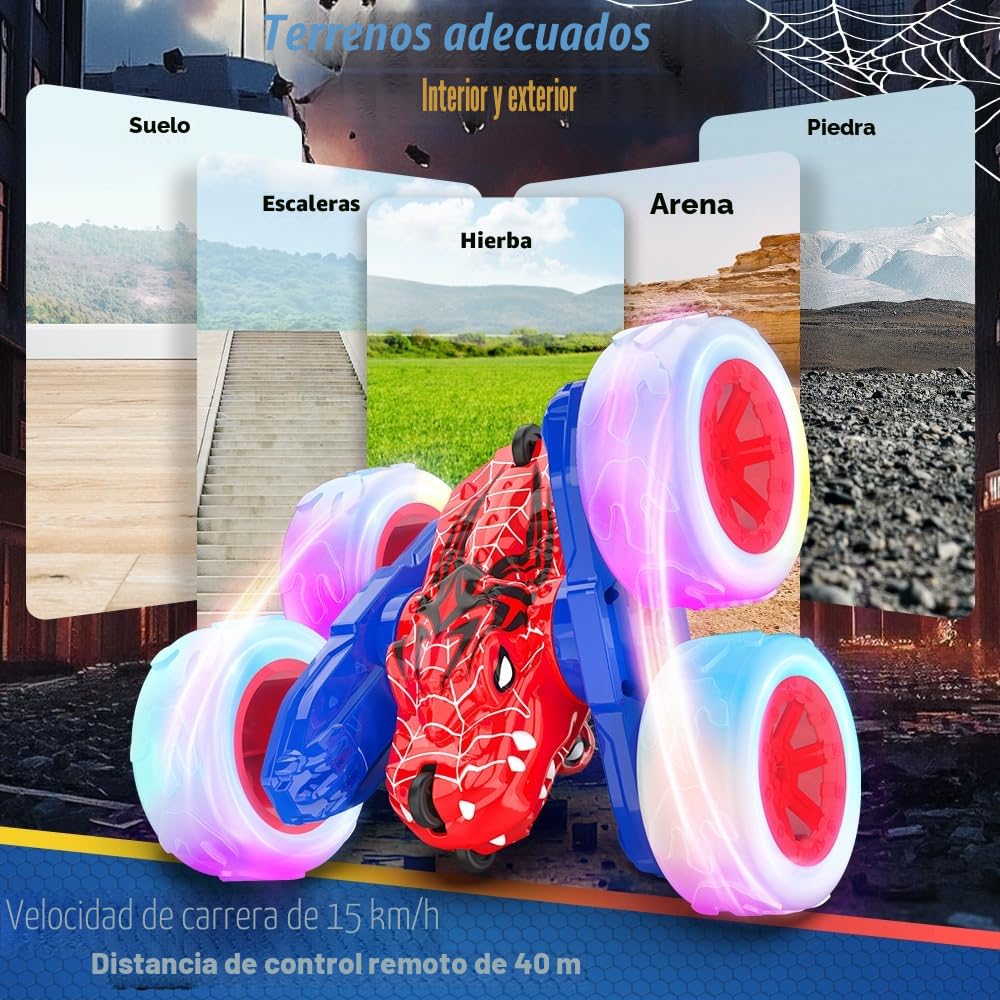 Mieryd Spider Coche Teledirigido, Acrobacia RC Carro Monster Truck 4x4 Crawler con Luz, Juguete Niño 3 4 5 6 7 8 9 Años Juego Infantile Exterior Regalo Cumpleaños Brinquedo Remote Control Car Toy