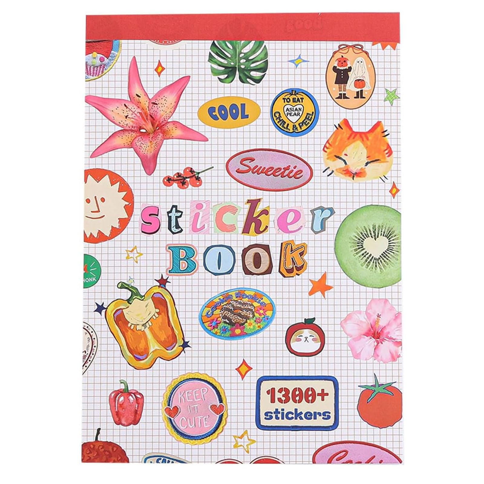 VelvetGlow Korean Sticker Book for Girls, Food and Everyday Theme, Over 1,300 Cute Dream-Style Stickers for DIY Scrapbooks, Diaries and Journals, Pink — image 1