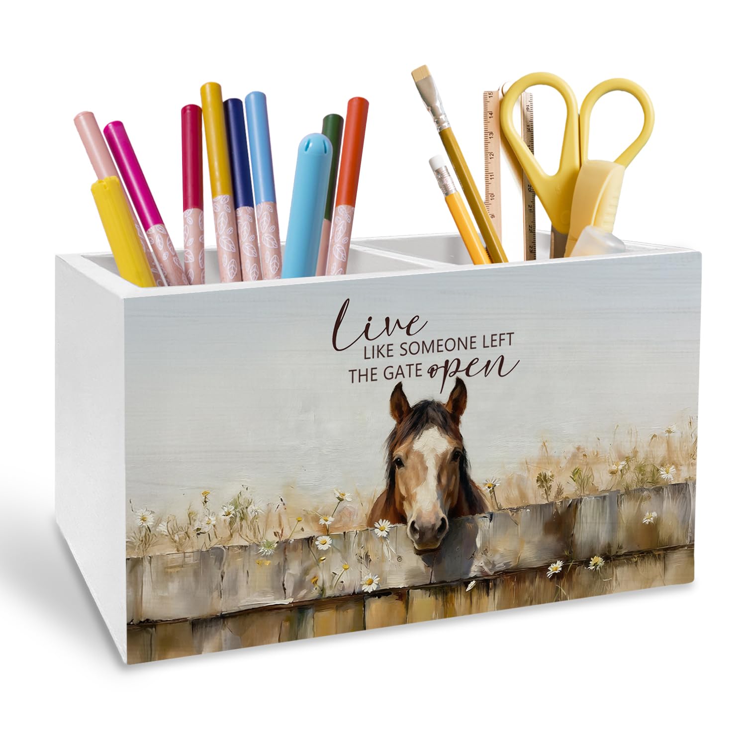 Porte-stylo en bois de cheval organiseur de bureau original