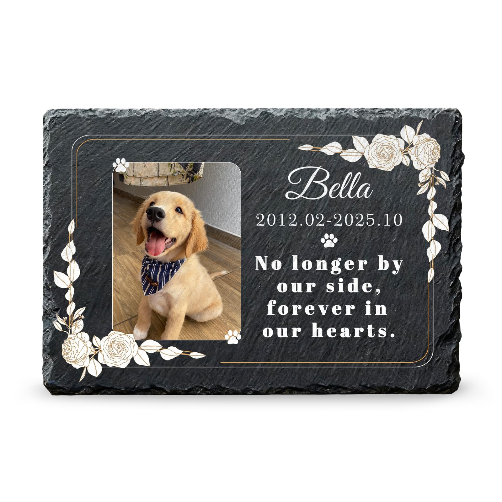 XIAYUEHUA Personalised Dog Memorial Gifts for Loss of Dog, Custom Pet Memorial Stone Plaque with Photo Name Date Bereavement Sympathy Gift for Dog Cat Lover
