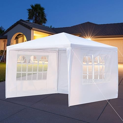 Miniatura 6 de BELANITAS Tienda de campaña de 10 x 10 pies para fiestas, tienda de campaña al aire libre, toldo con paredes laterales, 3 ventanas, tiendas de