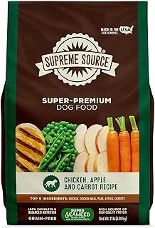 Supreme Source Grain-Free Dry Dog Food, Recipe with Seaweed, All Life Stages, Complete Nutrition, No Corn Soy or Fillers, Natural Digestive Support Kibble 11 lbs, Chicken