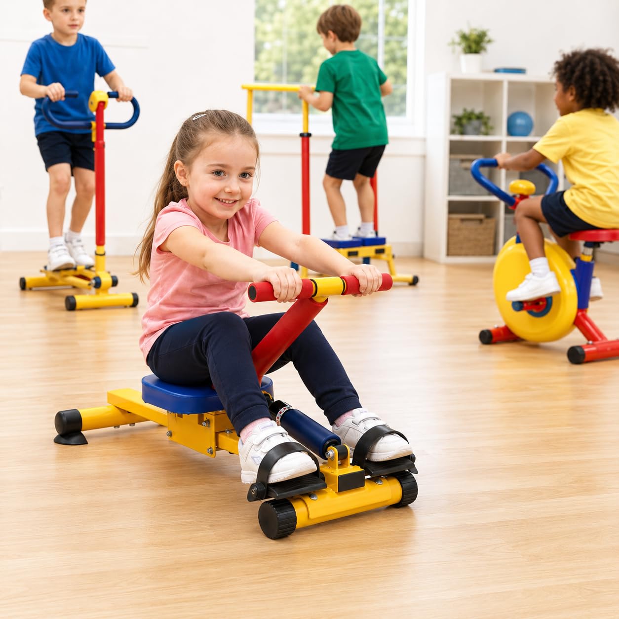Máquina de remo de resistencia hidráulica, remo multigimnasio con diseño de monorraíl para fitness en casa, ideal para niños y niñas, equipo compacto de entrenamiento en interiores