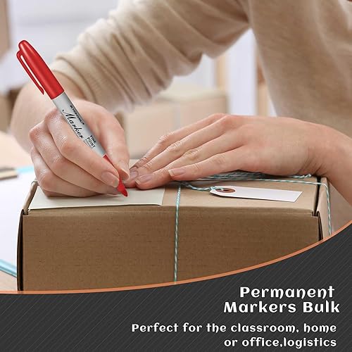 Miniatura 4 de Epakh Paquete de 200 marcadores permanentes a granel, marcadores permanentes de punta fina, marcadores impermeables a prueba de manchas, funciona en