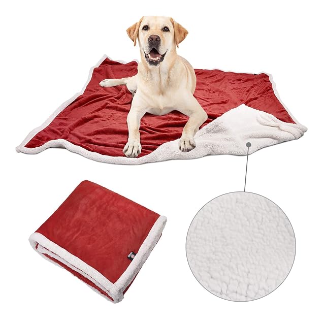Pawsee Manta de Lana para Perros, Manta de Felpa Sherpa Lavable y esponjosa, Cama para Perros para Gatos