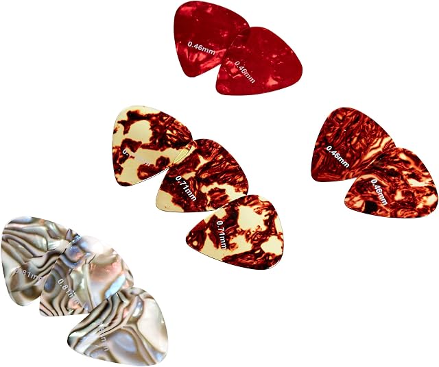 Amazon Basics Guitar Picks, Mixed Colors, Celluloid, 10-Pieces