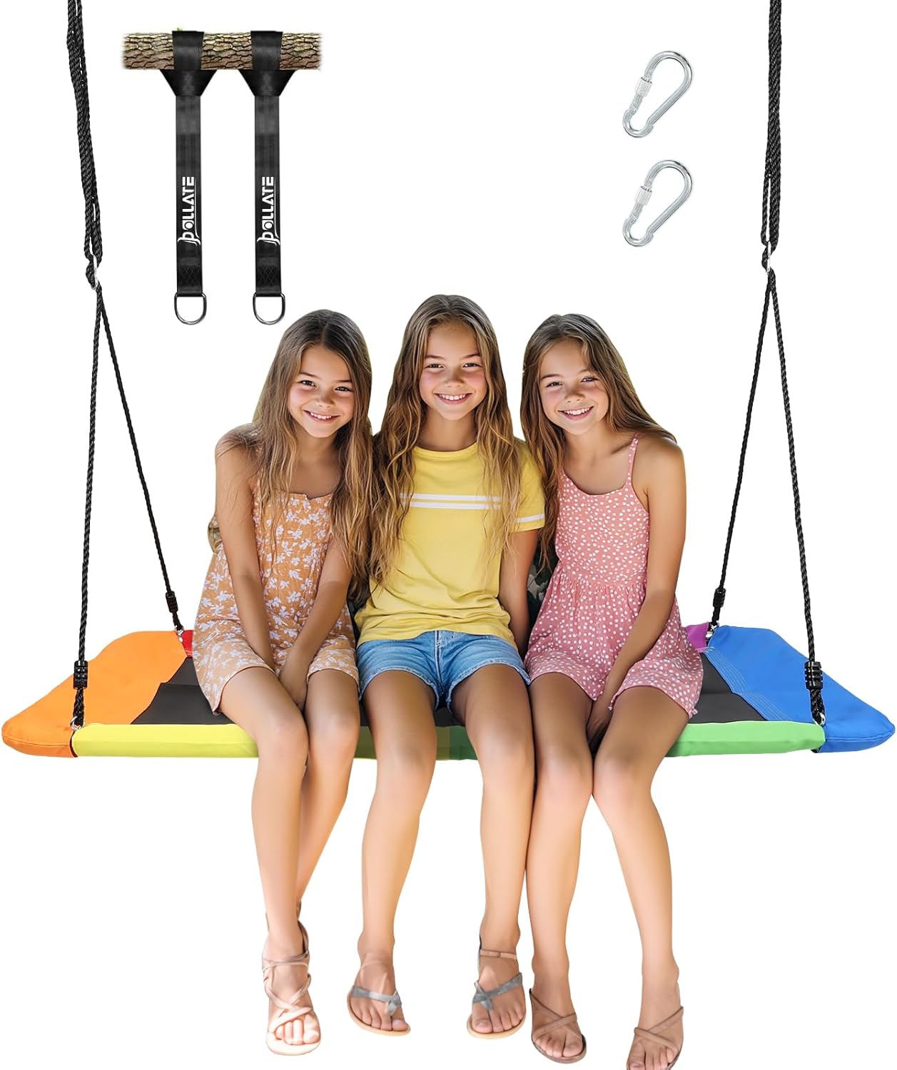 Dollate 60" Rectangle Tree Swing for Kids and Adults,800lbs Weight Capacity Outdoor Swing with 2 Hanging Straps