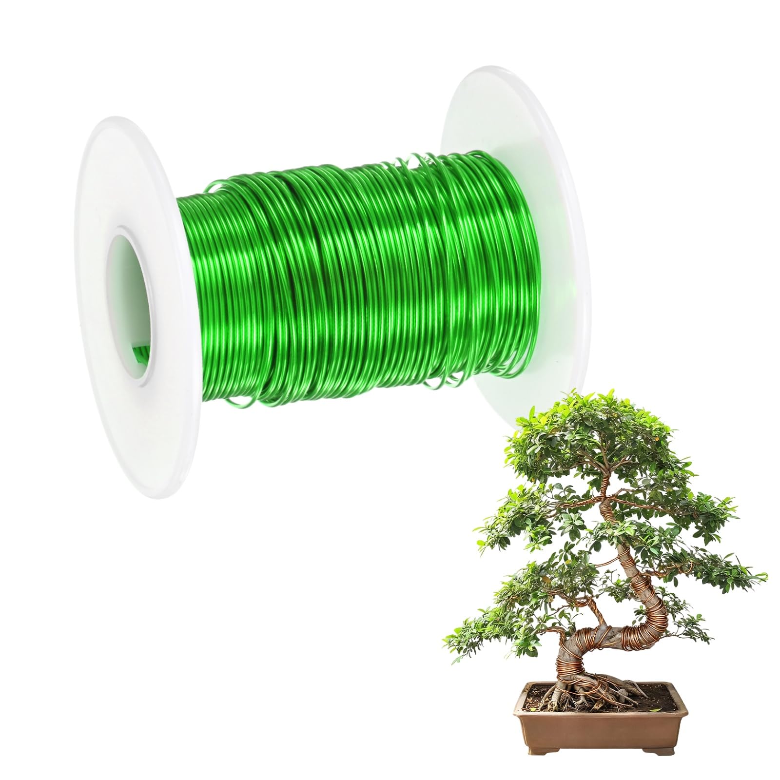 M METERXITY 1-Pack Bonsai Training Wire, 0.8mm x 66ft/20m Anodized Aluminum Bonsai Tree Wire for Fine Trunk/Gardening Branch/DIY Crafting [Green]