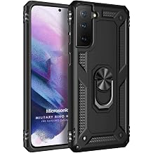 Microsonic Samsung Galaxy S21 Plus i in K l f Military Ring Holder Siyah [Galaxy S21 Plus ile Uyumlu K l f - Siyah]