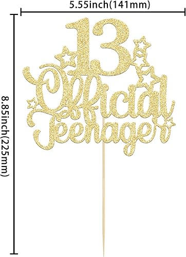 Miniatura 2 de Ephlyn 1 paquete de 13 decoraciones oficiales para tartas de adolescentes con purpurina número 13 Cheers to 13, decoración de pastel de cumpleaños