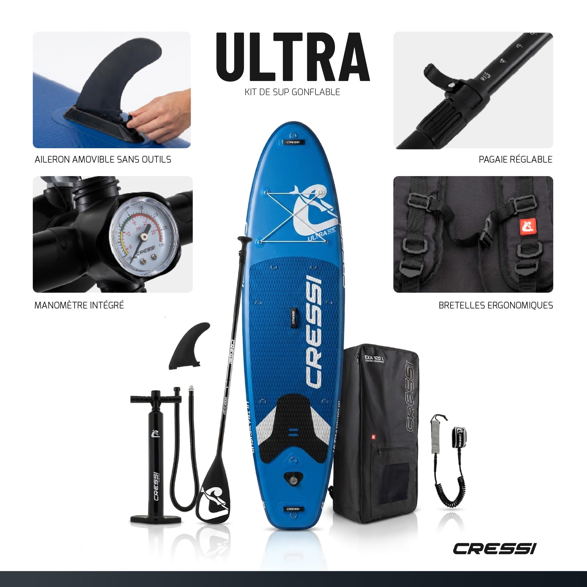 CRESSI Depuis 1946 Ultra Isup Set Paddle Gonflable Adulte 10'6"