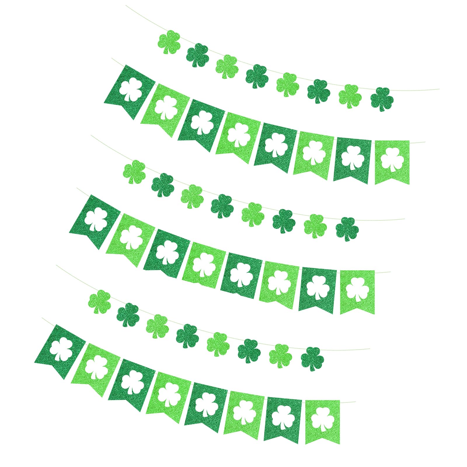 CAZSTYK Patrick ' s Shamrocks Pennant Banners for Holiday Party Decorations Recyclable Paper Easy to Hanging Clovers Flag Shamrocks Banners Decoration