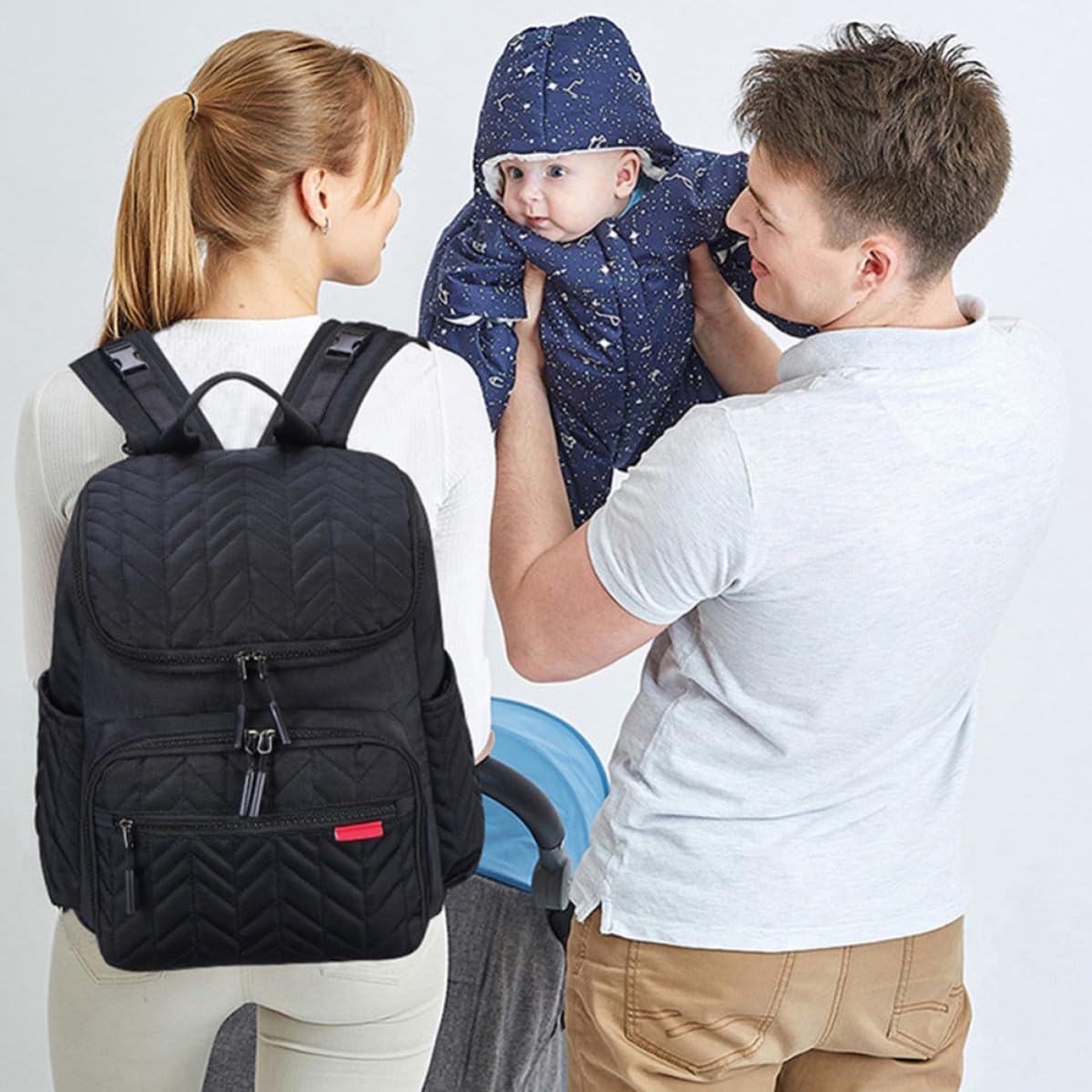 Mochila para Pañales de Gran Capacidad, Bolso de Madre Negro