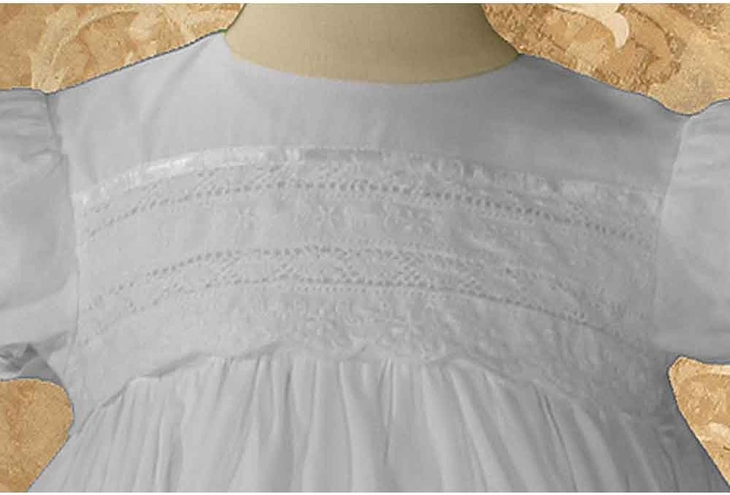 Girls Special Occasion 26" Cotton Christening Baptism Gown with Venise Lace and Cap