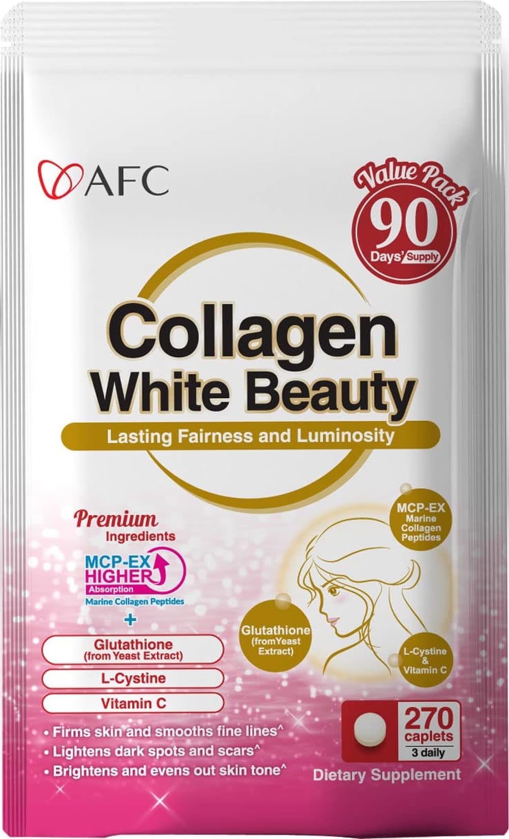 AFC Japan Collagen White Beauty Glutathione - Firm &amp; Radiant Skin 270 Caps