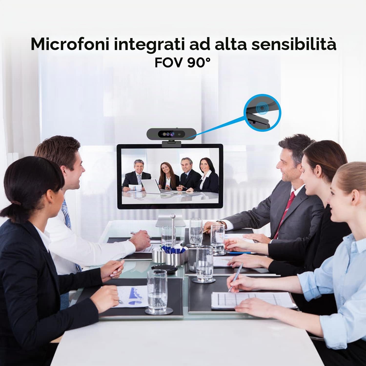 TOALLIN Webcam 1080P per Windows Hello, Fotocamera per riconoscimento facciale, Web cam compatibile con Windows Hello con microfono, Fotocamera per computer, Webcam grandangolare per videochiamate
