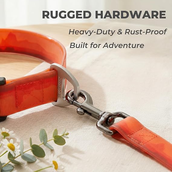 Waterproof & Odor-Free Dog Collar, Heavy-Duty D-Ring & Adjustable Fit, Pet Collar for Small, Medium and Large Dogs (M, Orange)