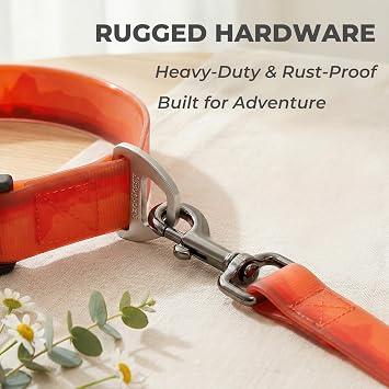 Waterproof & Odor-Free Dog Collar, Heavy-Duty D-Ring & Adjustable Fit, Pet Collar for Small, Medium and Large Dogs (M, Orange)
