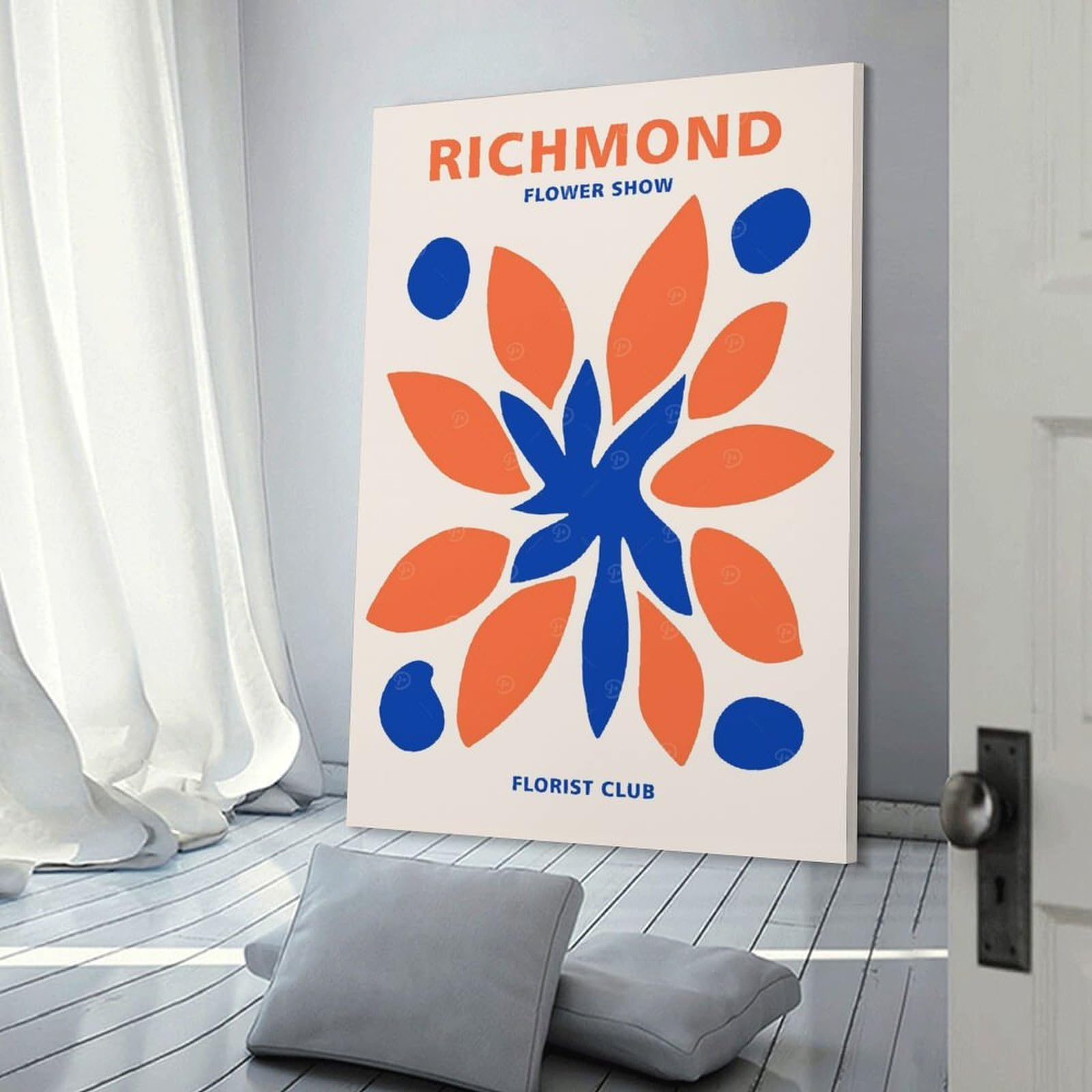 Junmoney Richmond Florist Club Canvas Wall Picture, 20x30inch(50x75cm), for Bedroom Walls, Guest Spaces Or Lounges, Stylish Decor for A Restful Room Update