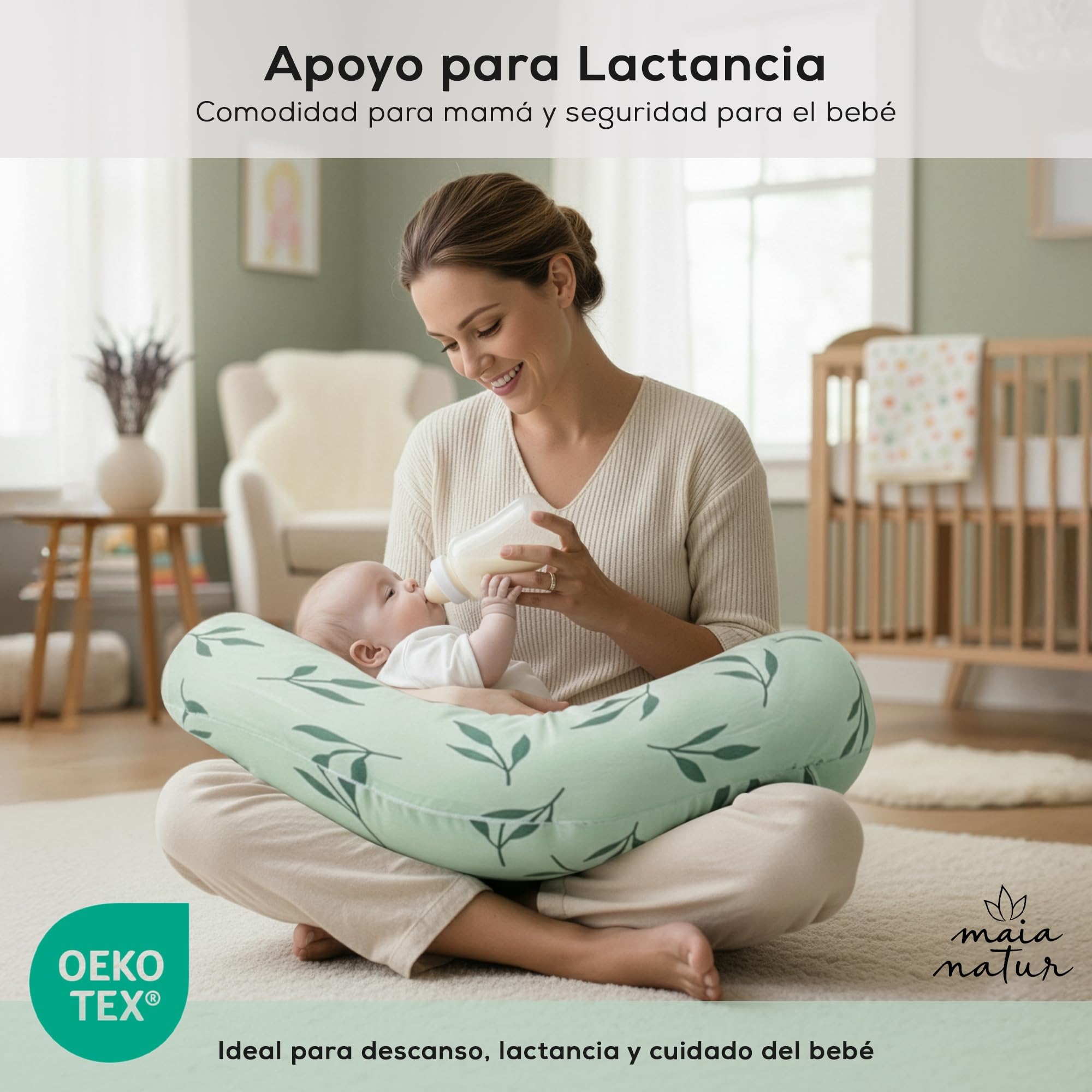 Coussin d'allaitement ferme et confortable - Haute densité et soutien stable - Oreiller enceinte 100 % coton Oeko-Tex - XXL 180 cm.