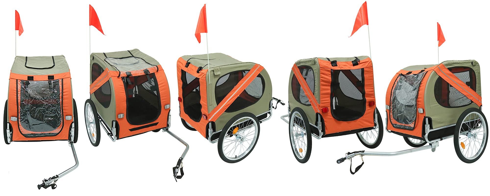 Universele fietskar, opvouwbare fietskar, fietsaanhanger van Oxford-stof met reflectoren, ca. 73 × 137 × 90 cm, belastbaar tot 40 kg, oranje A