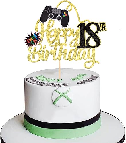 Miniatura 8 de 1 pieza de decoración de pastel de feliz cumpleaños 12 con purpurina para videojuego, juego de selección de pasteles en controladores, 12 saludos a