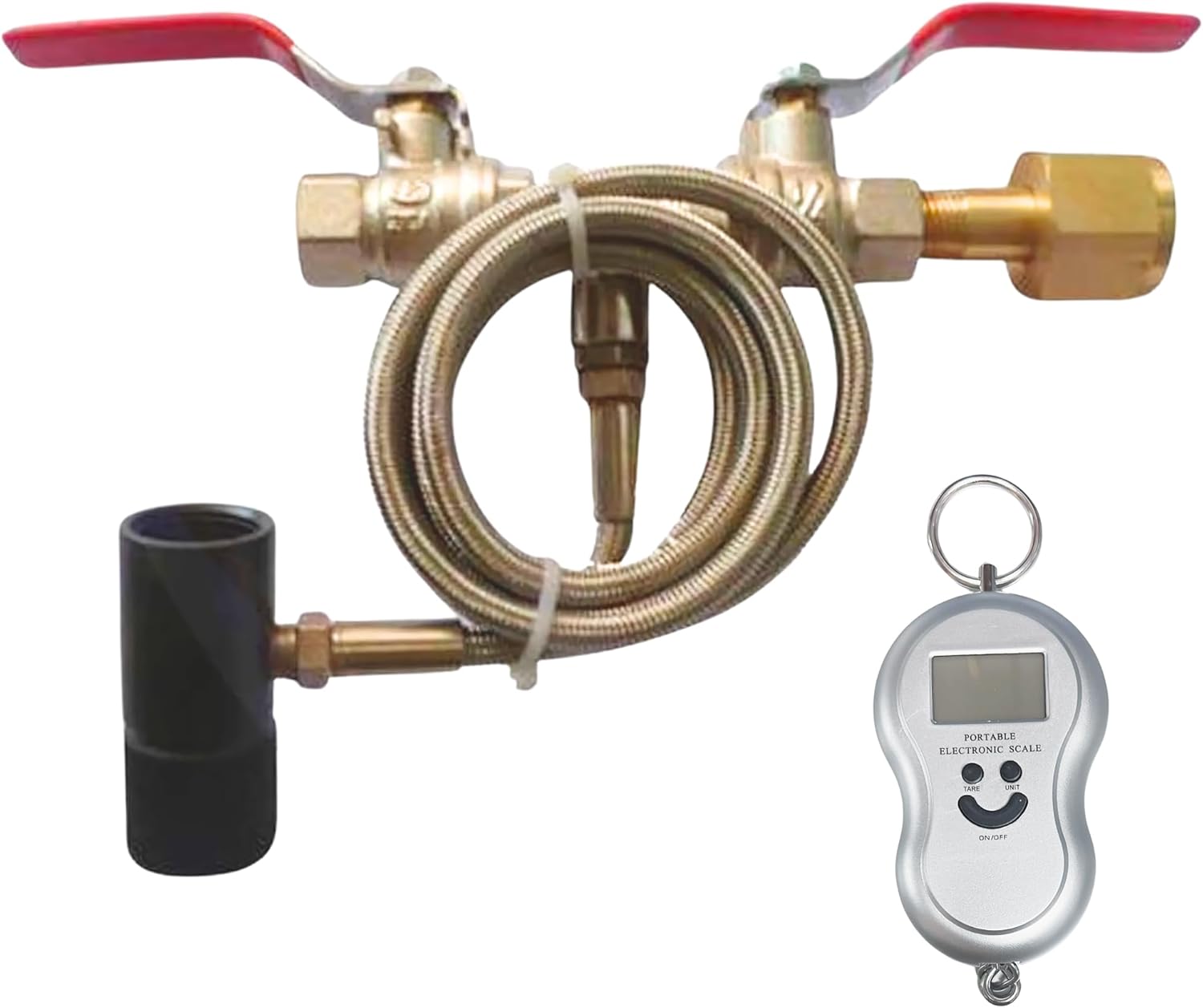 New Paintball CO2 Fill Station Tank Bottle Refill Kit – 40" Dual Braided Stainless Steel Hose, Dual Heavy-Duty Valves, Heavy-Duty Tank Connector, Fill Valve with On/Off, Digital Hanging Scale
