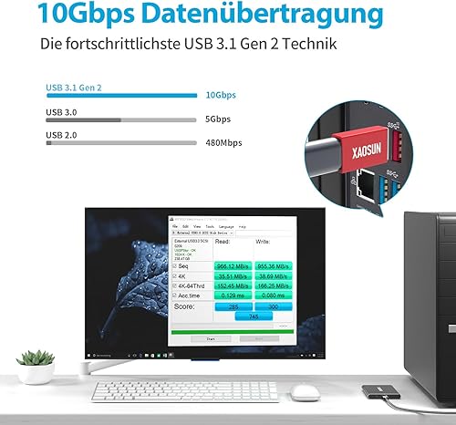 Vista 22 de XAOSUN [10 Gbps] Adaptador USB C hembra a USB macho (paquete de 2), adaptador 3.1 USB A a C, sincronización de datos SuperSpeed unilateral y carga