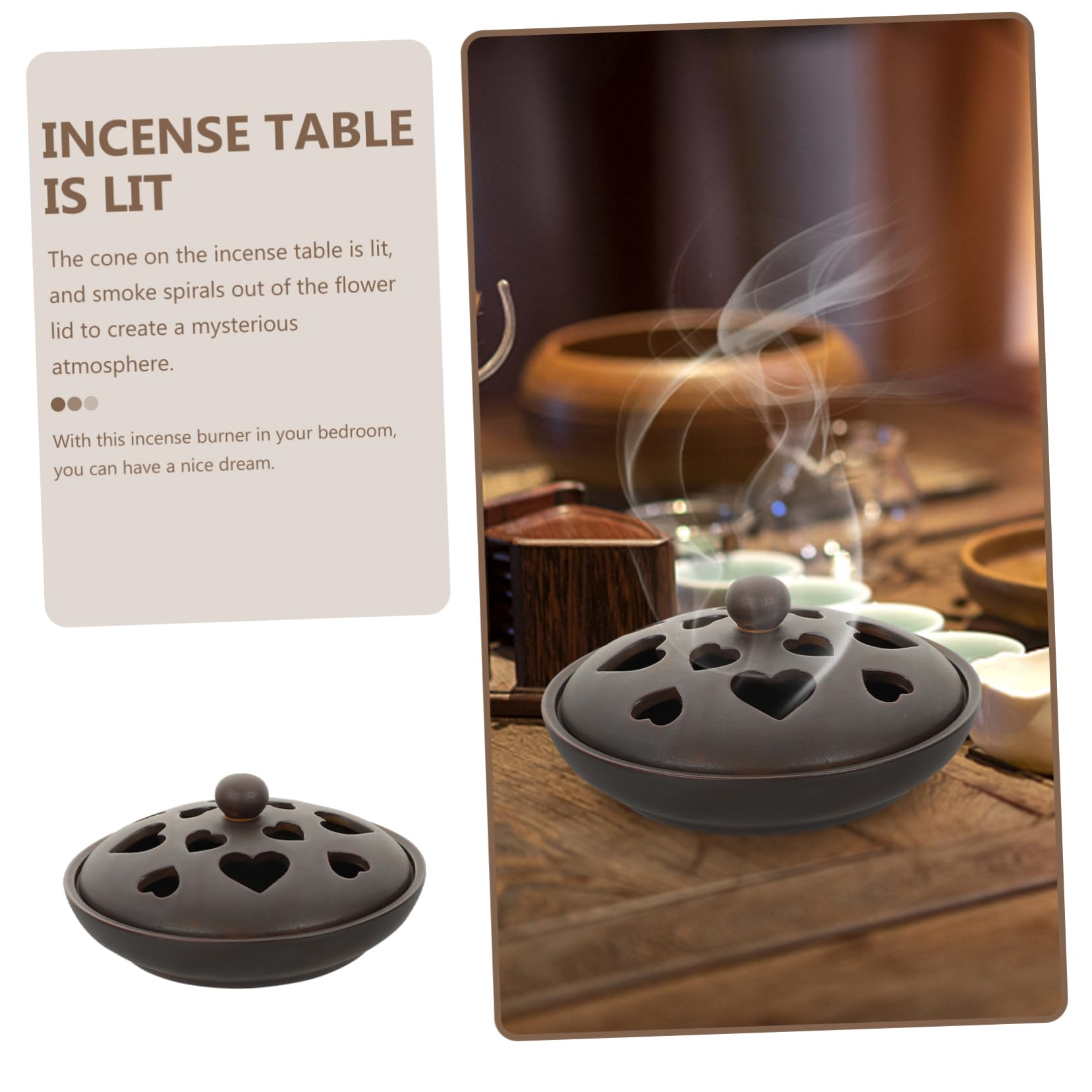 Bruciatore Incenso Ceramico Retrò, Ornamento da Tavolo | Incensiere in Ceramica, per Decorazione Negozio e Casa, Design Antico Bronzo, Uso Interno