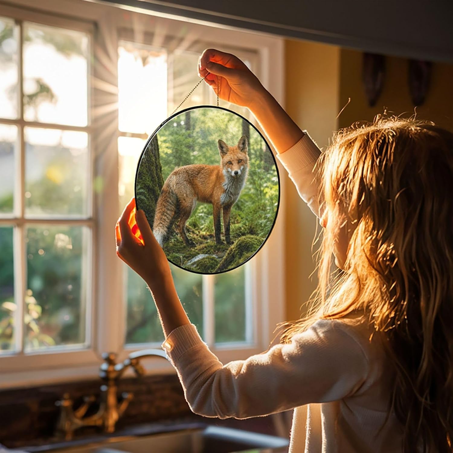 Forest Fox Sun Catcher Stained Glass Window Hanging Gifts