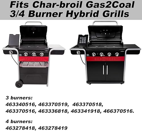Miniatura 3 de 463340516 Piezas de repuesto para Charbroil Gas2Coal 3 quemadores híbridos parrilla Heat Tent G421-0500-W1 Quemadores de parrilla 463370519