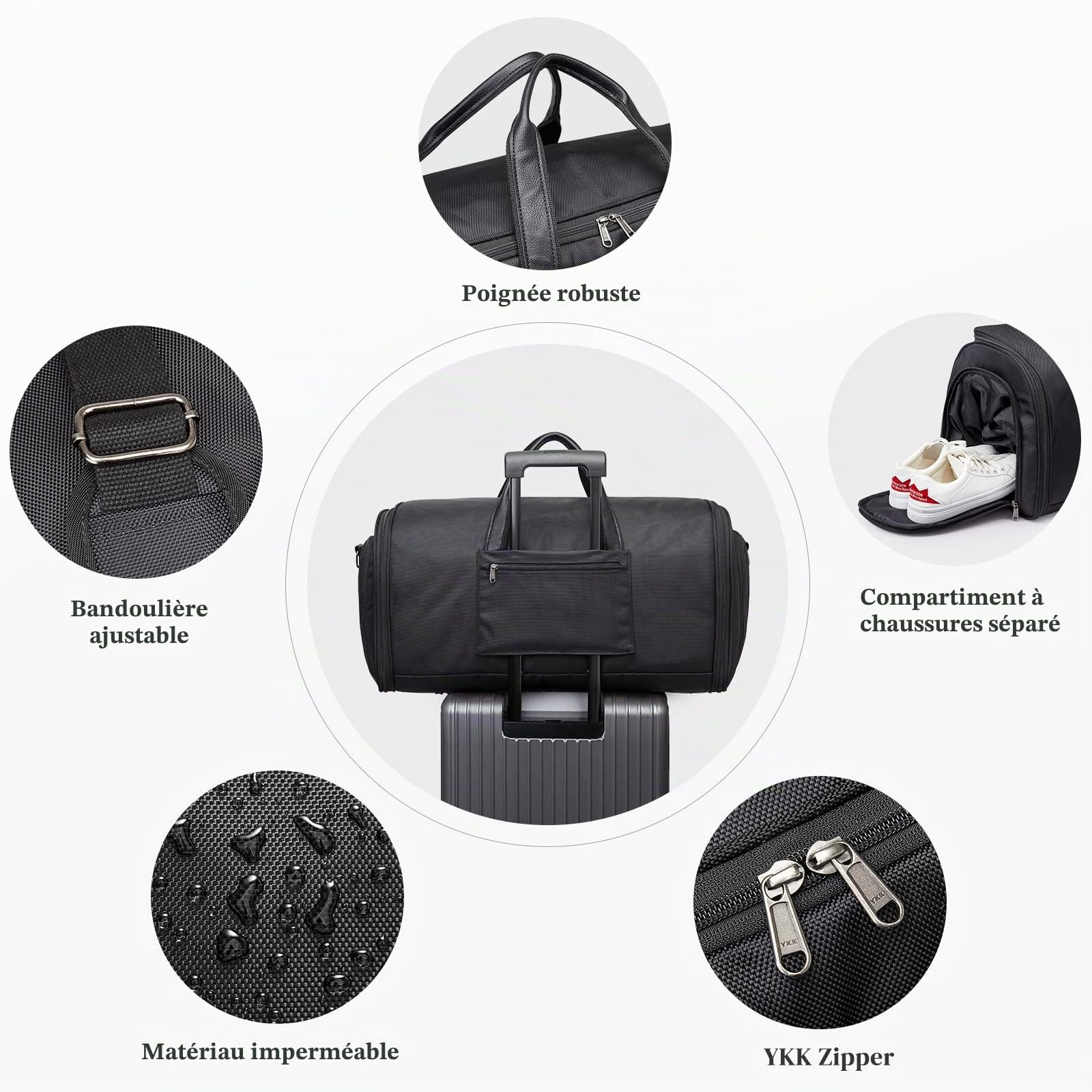 S-ZONE Sac à Vêtements de Voyage Convertible Unisexe Bagage à Main pour Hommes Femmes - 2 en 1 Valise Suspendue Sac de Costume d'affaires