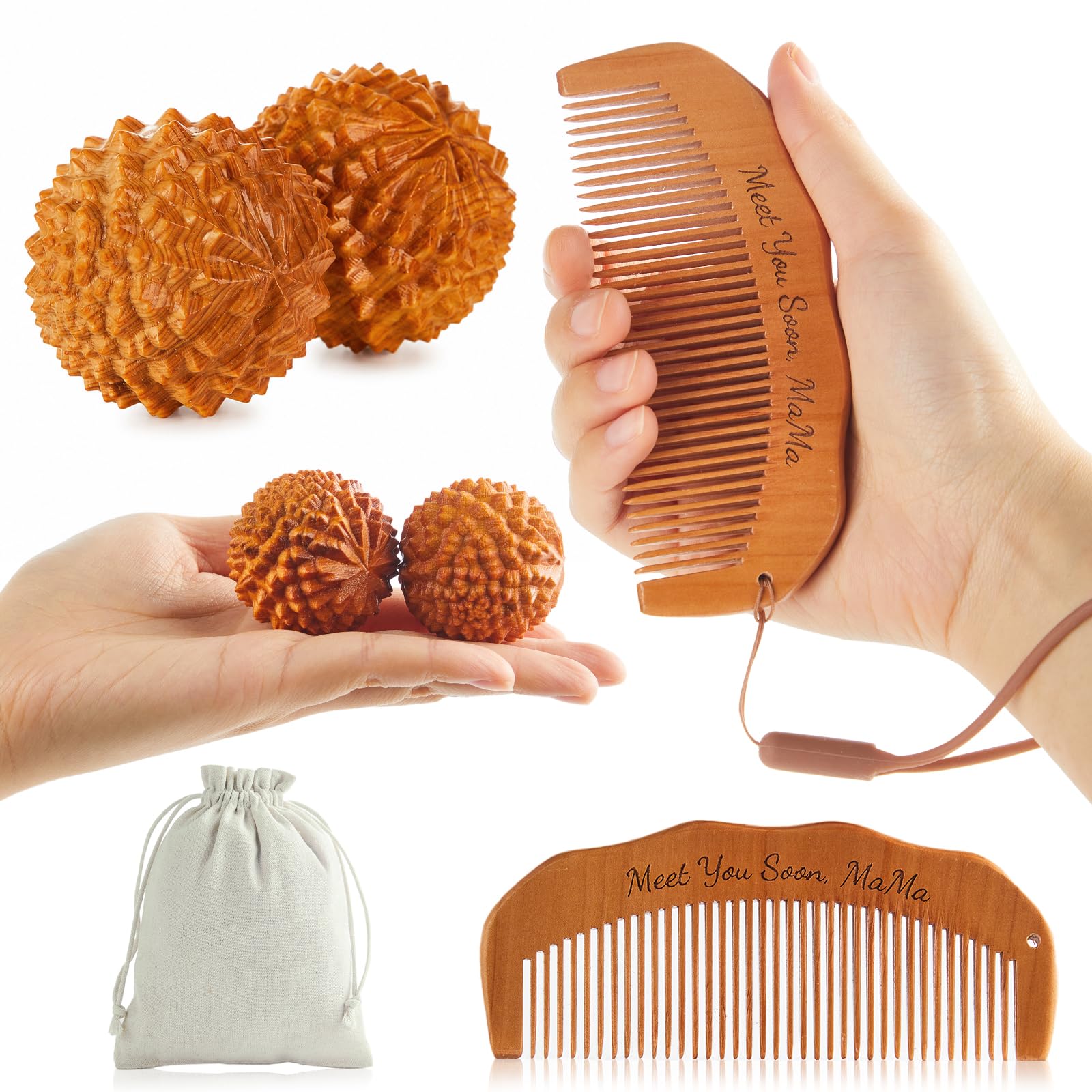 4 Pcs Birthing Comb Acupressure Massage Ball Labor and Delivery Essentials