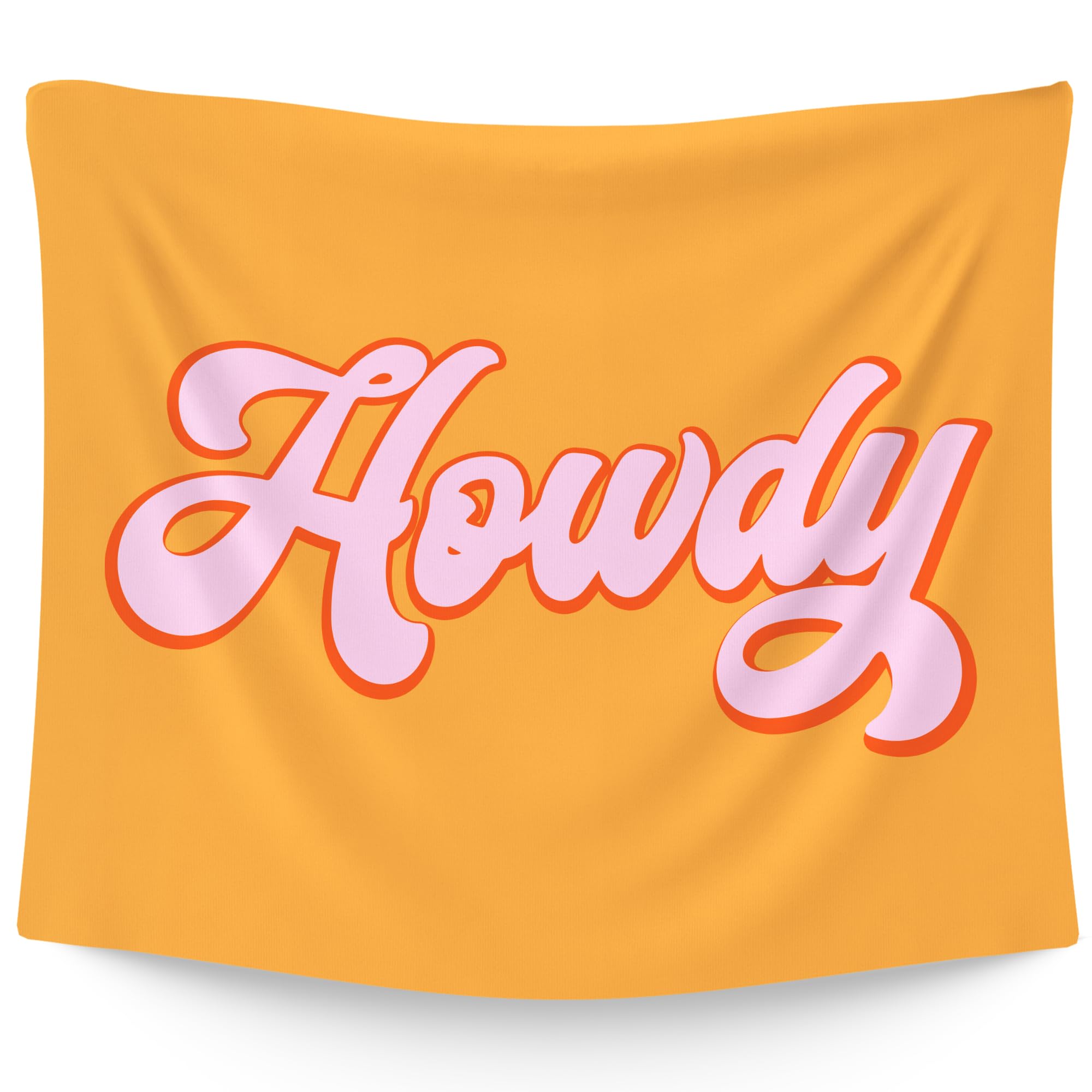WAITPI Preppy Orange Pink Howdy Hanging Wall Tapestry for Classroom Bedroom, Western Cowgirl Wall Tapestries, Groovy Retro Trendy Wall Hanging for