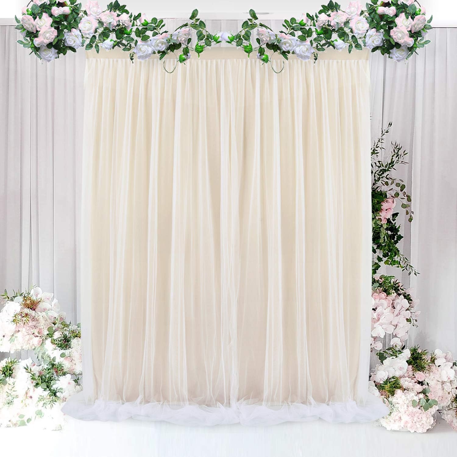 Champagne Backdrop Curtain for Parties Baby Shower Wedding Drape Backdrop for Photography Gender Reveal 5 ft X 7 ft