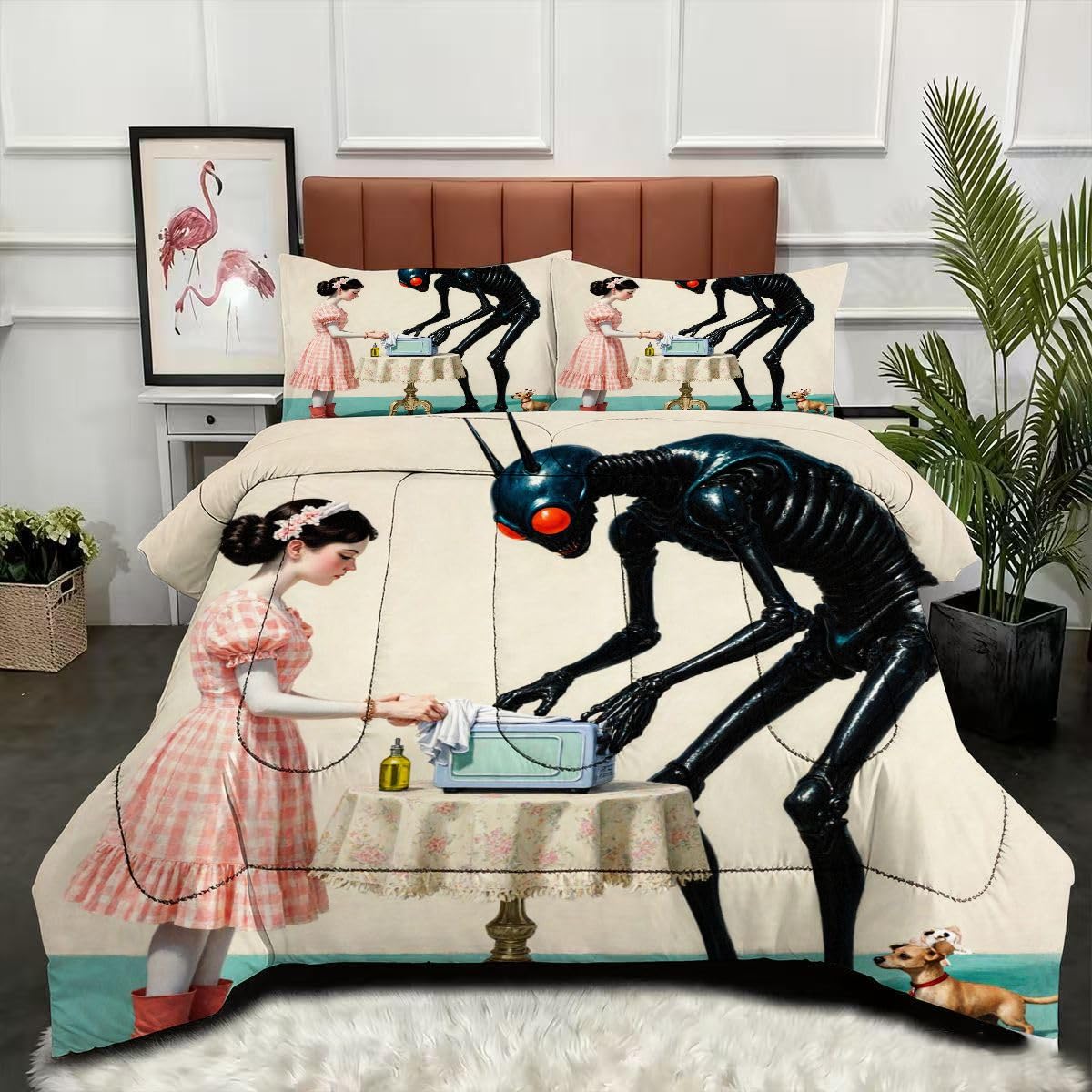 Couette 3D Fille Robot lavable en machine pour grand lit 220x240 cm