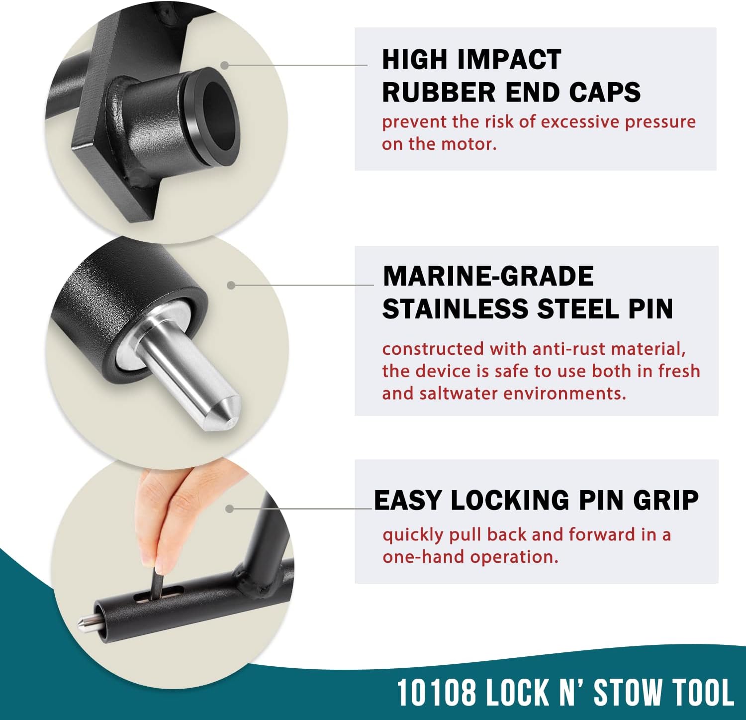 Camoo 10108 Lock N’ Stow Outboard Transom Saver Fits for Mercury 135 OptiMax, 150 OptiMax, 175 OptiMax, and for Mercury Four Stroke 75HP 90HP 115HP 150HP 200HP EFI Engines for Outboard trailering : Sports & Outdoors