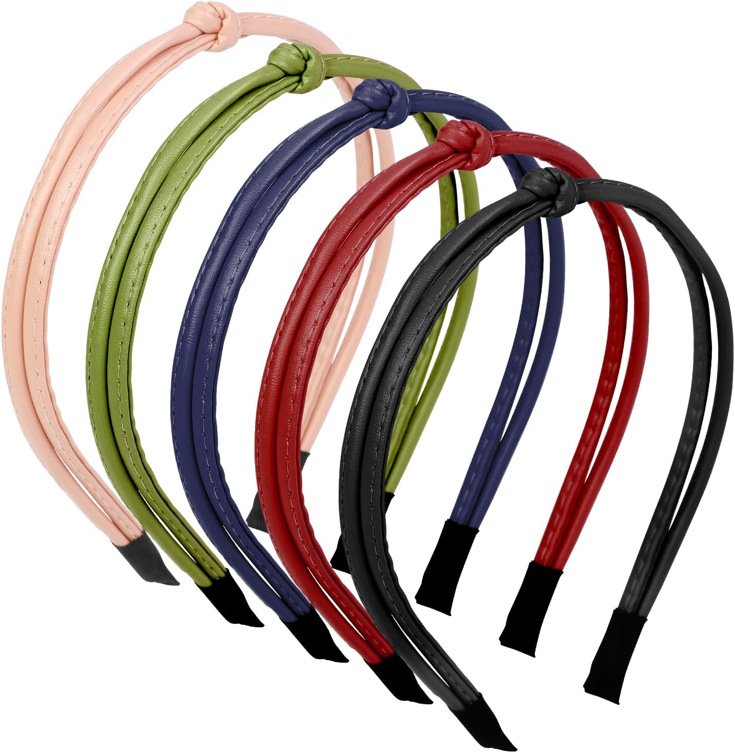 WOVOWOVO 5Pcs Leather Headbands for Women Cute Hair Bands for Women's Hair Headbands for Women Trendy Comfortable Thin Head Band Womens Headband Fashion Accessories