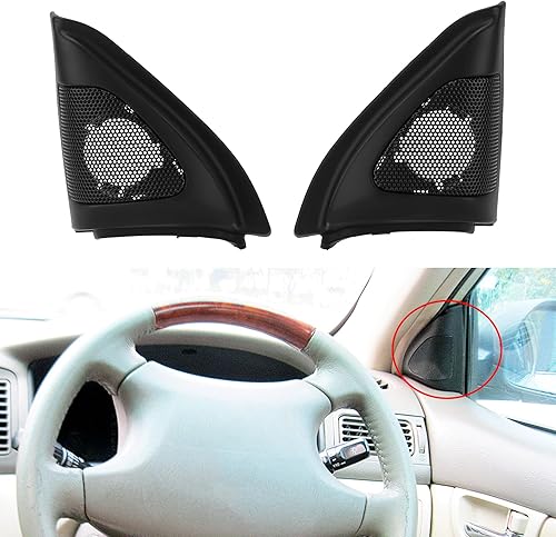 Miniatura 2 de Fydun 1 par de cubierta de altavoz de la puerta del coche de audio tweeter ajuste negro altavoz decoración reemplazo para 2003-2006