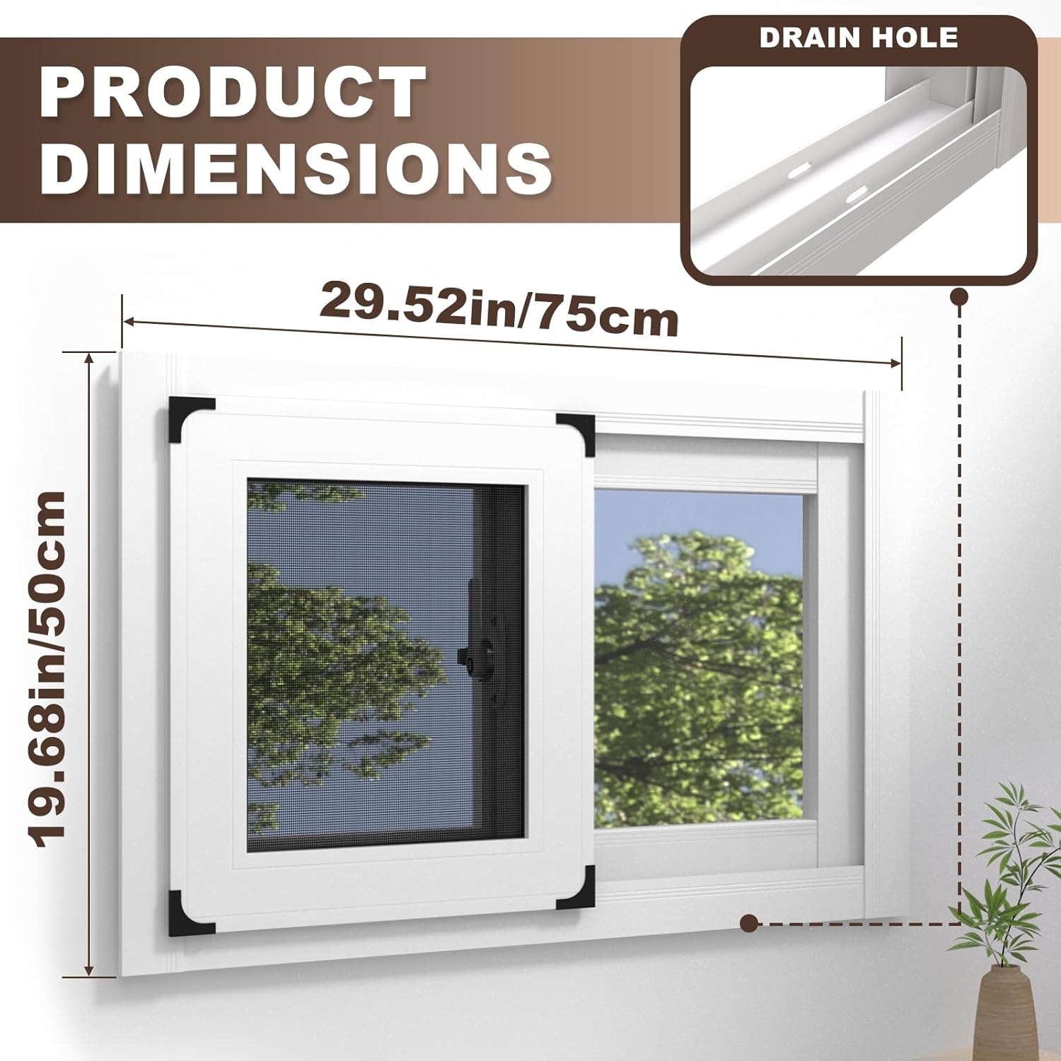 Home Windows Replacment, 19.68 x 29.52IN Aluminum Alloy Frame White Sliding Window, Bathroom Basement Window Mobile Home House Window for Ventilating (19.68 x 29.52IN)