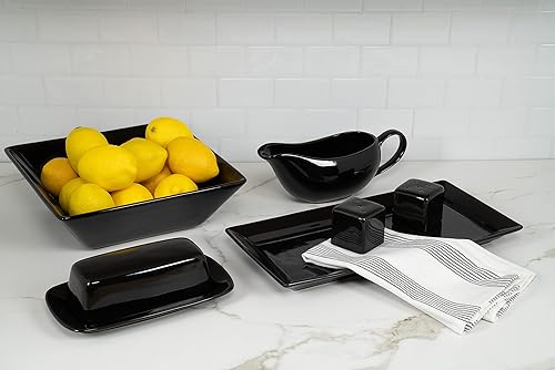 Miniatura 30 de 10 Strawberry Street Nova Juego de vajilla cuadrada de 16 piezas, rojo Negro -,Crema Blanco,Azul oscuro,Gris,Mate negro,Rojo