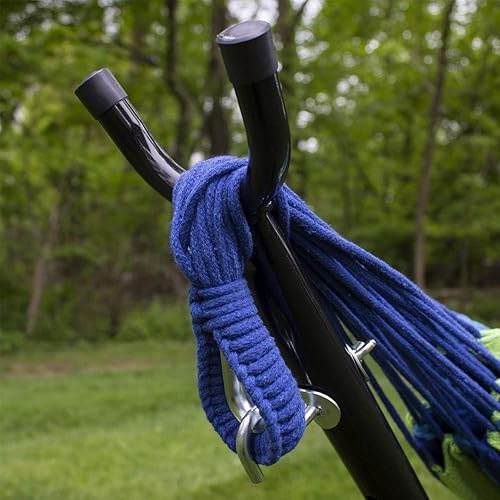 Miniatura 7 de Ezone Hamaca ajustable para dos personas con soporte de acero que ahorra espacio, funda de transporte portátil, fácil de instalar, hamaca de pie