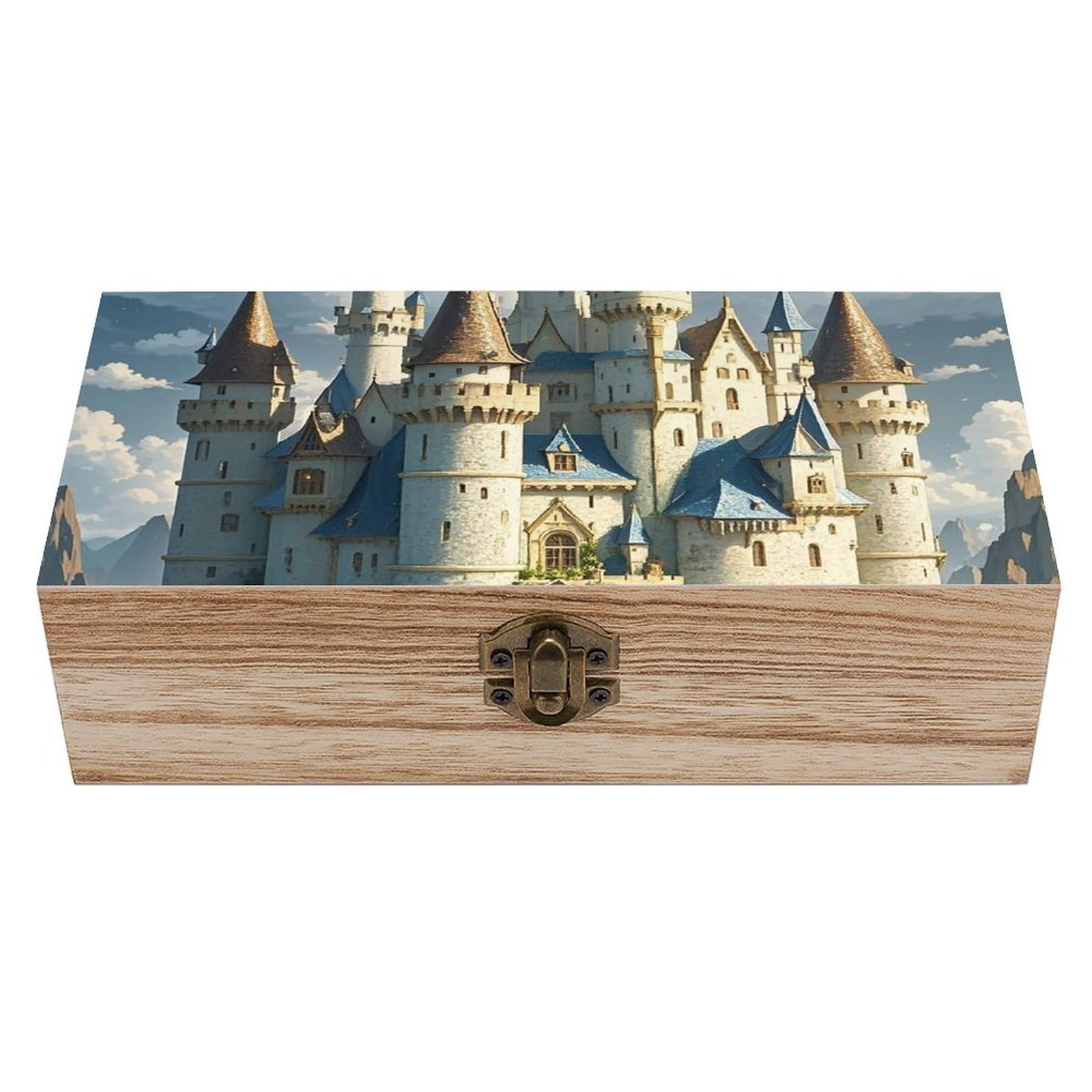 AQRJLPM Wooden Jewelry Box Beautifully Keepsake Box Trinket Box Keepsake Storage Organizer Fairytale Castle Handmade Wooden Box for Storing Jewelry, Coins, Tartot Cards, Small Treasures