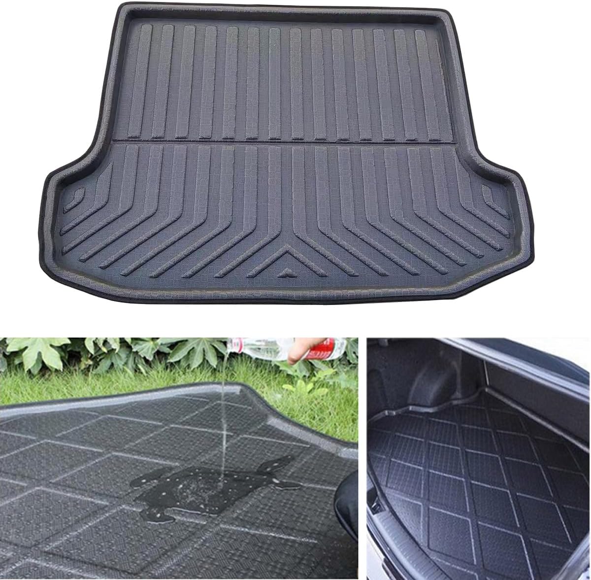All Weather Cargo Trunk Liner Floor Mat Cargo Liner Compatible with Toyota Yaris Sedan 2008 2009 2010 2011 2012 2013 Black Cargo Mat Rear Cargo Liner Car Trunk Liner