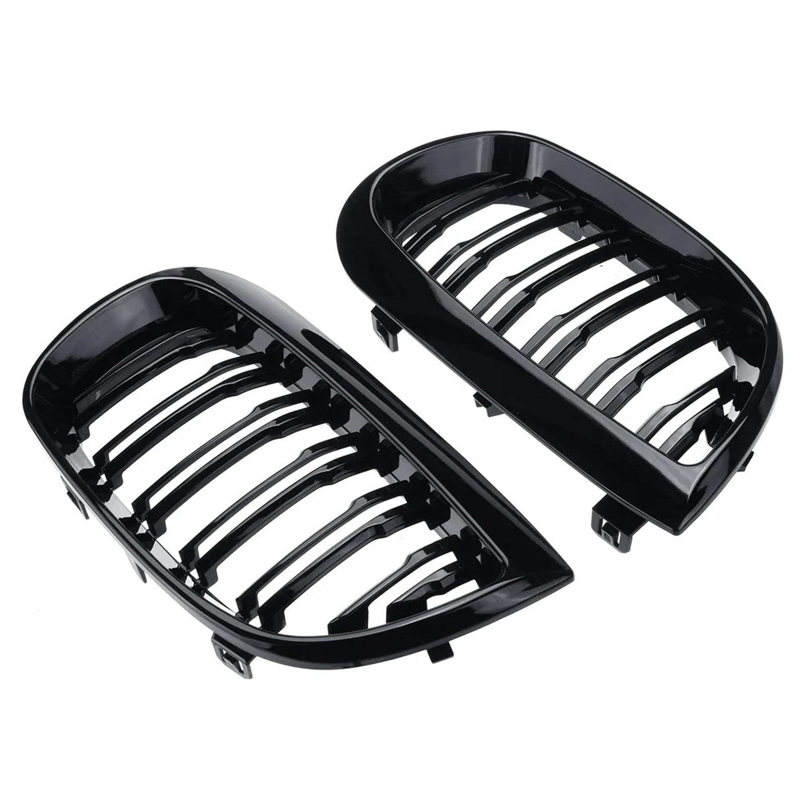 Grilles avant pour BMW Série 1 E81 E87 double latte noir brillant 2004-2007 - 6