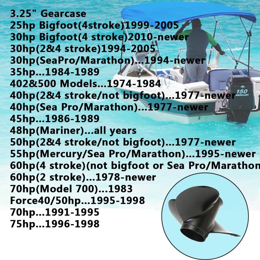 AQUAMAN Hélice hors-bord de bateau pour moteur Mercury 25/30/35/40/45/50/55/60/70HP, 13 dents cannelées RH (aluminium/tache)