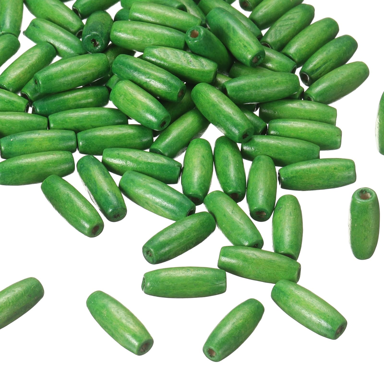 sourcing map 100 Pcs Natural Oval Wooden Beads, 8 x 22mm Macrame Wood Spacer Loose Beads with 3mm Hole for Craft DIY Jewelry Making Decor Necklace Bracelet, Green