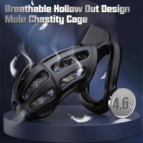 Vista 11 de Jaula de castidad Juguetes sexuales masculinos, dispositivos de castidad para hombres con control de erección del pene, impresión 3D, bloqueo