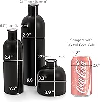 Vista 5 de Perfnique Jarrón negro de cerámica, 3 jarrones negros mate a granel, jarrón pequeño minimalista bohemio moderno de flores nórdicas para decoración